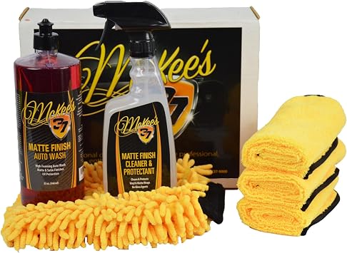 McKee's 37 - Matte Finish Care Kit - Matte Car Wash Soap Kit w/ Auto Wash, Cleaner & Protectant, 3 Microfiber Towels & W