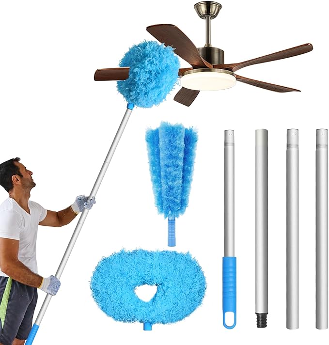 Storystore Ceiling Fan Cleaner Duster - Adjustable Duster with Extension Pole,Dusters for Cleaning Fan Blade, Walls and Cobweb (Round / 4Claw)