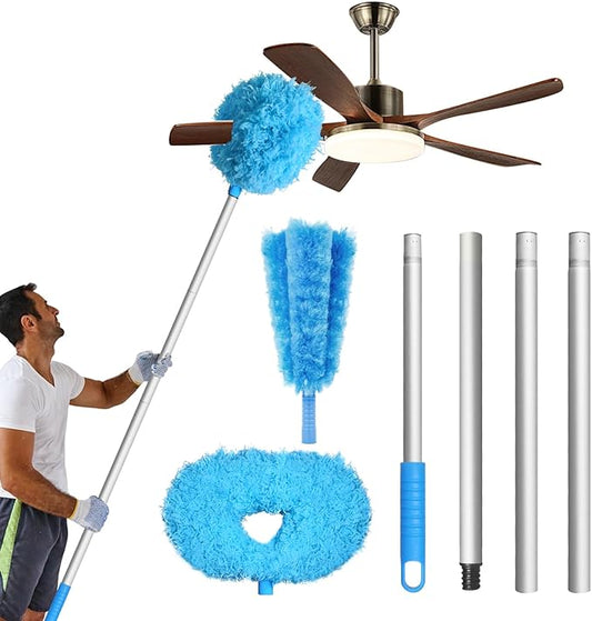 Storystore Ceiling Fan Cleaner Duster - Adjustable Duster with Extension Pole,Dusters for Cleaning Fan Blade, Walls and Cobweb (Round / 4Claw)