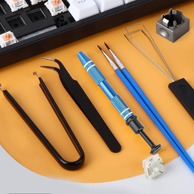 RUNJRX Keyboard Lube Kit with Switch Opener,Tweezers,Keycap Puller,Switch Puller,4-Claw Grabber,Switch Lube Brush for Custom Keyboard, Keyboard Lube Tools