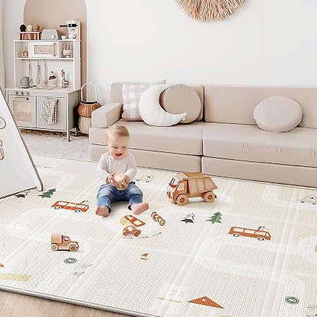 Baby Play Mat for Floor Foldable Playmat Reversible Waterproof Crawling Mat