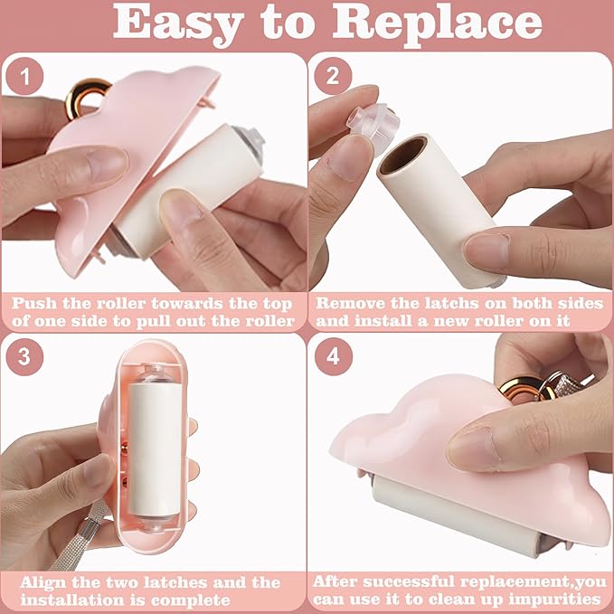 Mini Lint Roller Travel Size, Reusable Lint Roller for Travel, Pet Hair Remover Portable Lint Roller for Clothes with 150 Sheets Refillable (Pink)
