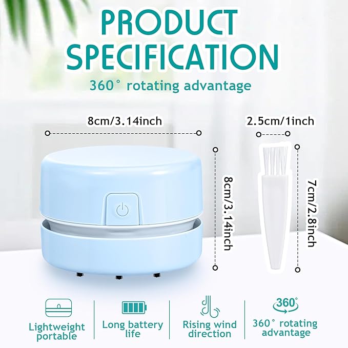 Honoson 2 Pcs Diamond Painting Tool Drill Quicker Picker for Spilled Diamonds 5d Painting Accessories Vacuum Cleaner Mini Table Desktop Sweeper Organizer Clean Art Beads Crumb(Blue)