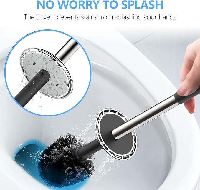 SetSail Toilet Brush, Compact Size Toilet Bowl Brush and Holder Toilet Brushes for Bathroom with Stainless Steel Handle Toilet Cleaner Brush with Durable Scrubbing Bristles, 3 Packs
