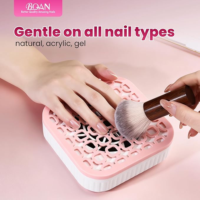 BQAN Professional Nail Dust Brush with Wooden Handle - Soft Bristle Cleaning Brush for Acrylic & Gel Nail Art, Powder Removal Tool for Nail Tech, Salon & Home Manicure (1 Pack)