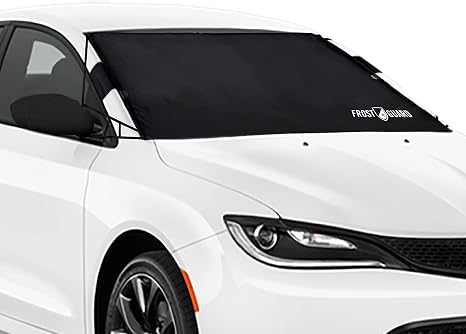 FrostGuard Vortex | Full-Coverage Car Windshield Cover for Ice and Snow, Standard Size (Black) - Wiper Blade + Side Mirr