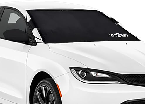 FrostGuard Vortex | Full-Coverage Car Windshield Cover for Ice and Snow, Standard Size (Black) - Wiper Blade + Side Mirr