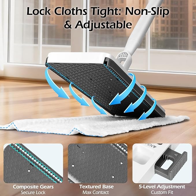 MASTERTOP Disposable Dust Mop with Mini Sweeper Mop,2-in-1 Disposable Mop with 47" Long Handle,Microfiber Mops for Floor Cleaning,No-Touch, Multi Surface Floor Cleaning