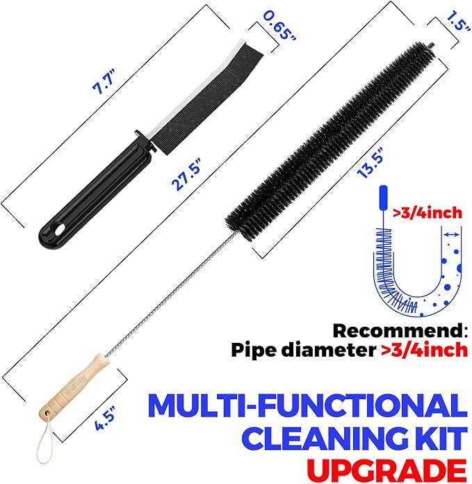 Holikme 3 Pcs Dryer Vent Cleaner Kit, 304 Stainless Steel Replacement Lint Brush for Clothes Dryer Vent Trap, Cleaning Brush & Flexible Crevice Tool