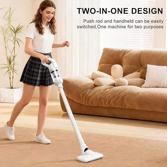2-in-1 Cordless Handheld Vacuum Cleaner,10000PA Powerful Suction Portable Lightweight Hand Held Vacuum with LED Light,Multiple Accessories,USB Rechargeable,for Car, Office & Home Cleaning