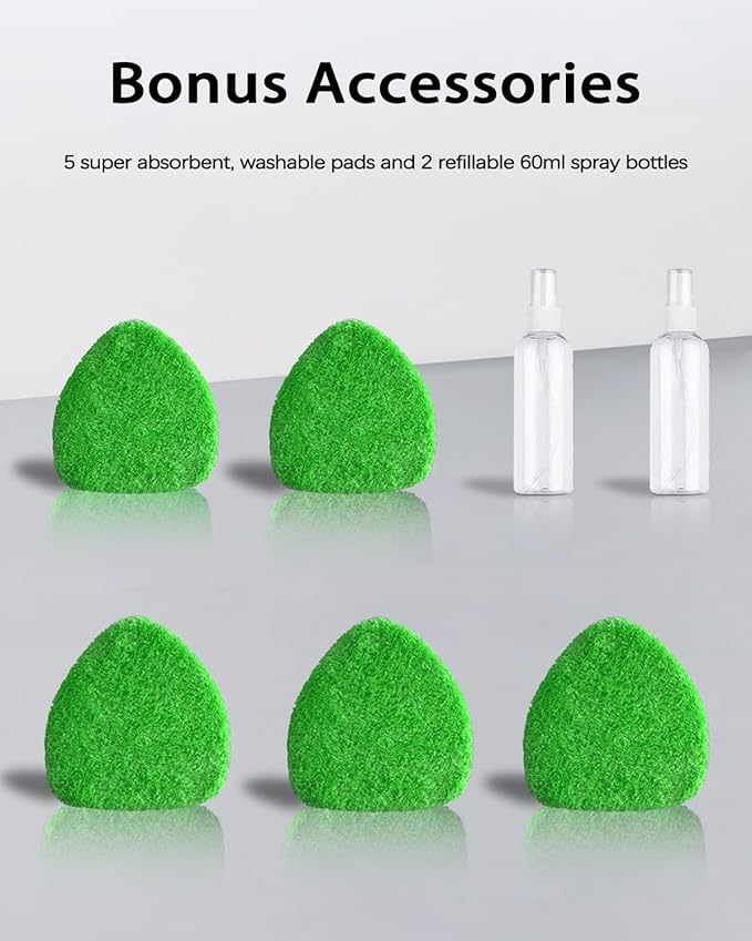 Super Absorbent & Streak-Free – 25.5" Extra Long Windshield Cleaning Kit with 5 Upgraded High-Density Coral Velvet Pads & 2 Spray Bottles for Car & Home, Green