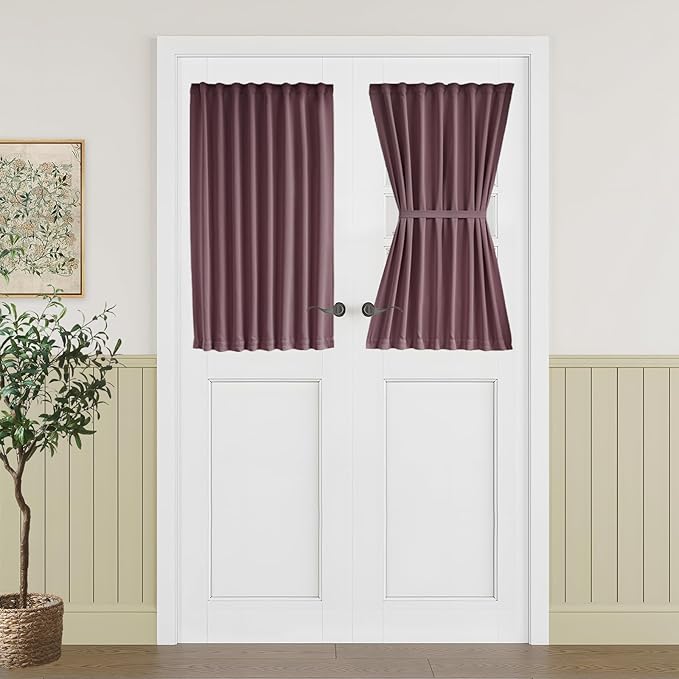 Vatge Small Kitchen Window Curtains Over Sink, Half Short Curtains for Door Windows, 1 Panel, W25 x L40, Nostalgia Rose