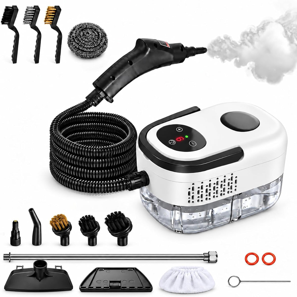 2500W Handheld Steam Cleaner with 6-Level Adjustable Steam, Hand Held Steamer for Cleaning with 16Pcs Accessories and Large Water Tank, Steam Cleaner for Car Detailing,Home,Tile,Grout,Furniture