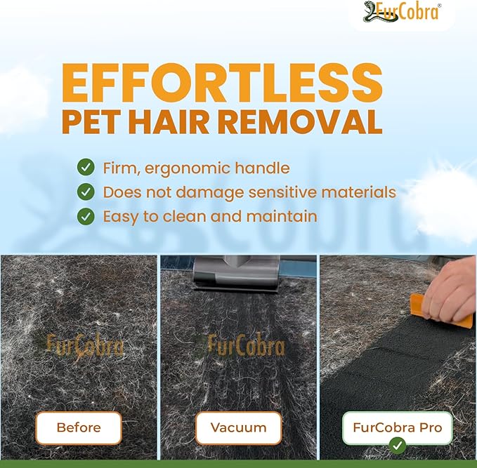 Pro Pet Hair Remover 4.3” – Dog & Cat Hair Remover for Car, Couch, Carpet, Bed & Furniture – Reusable Dual-Blade Pet Hair Scraper for Auto Detailing, Home & Upholstery