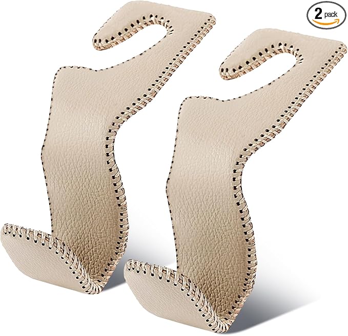 Car Seat Hooks for Purses and Bags, 2 Pack Car Purse Holder for Grocery Bag Handbag Clothes, Metal Headrest Hooks Covere