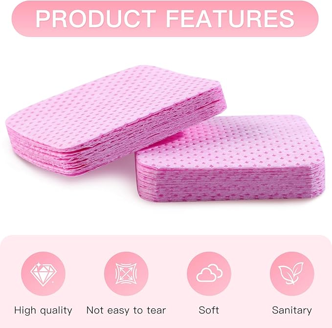 400pcs Lint Free Nail Wipes, 1 Pull-Off Pump-Style Bottle Suitable for Nail Wipes for Fingernail, Mascara Extension Glue Cleaning and Care Product Sets