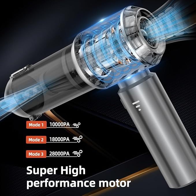 Handheld Vacuum Cleaner, 28000Pa Brushless Motor Cordless Car Vacuum Cleaner, 3-Speed Mini Hoovers with Multiple Brush Heads Hand Held Vacuum Cordless for Office, Home, Kitchen, Car, Pet Hair