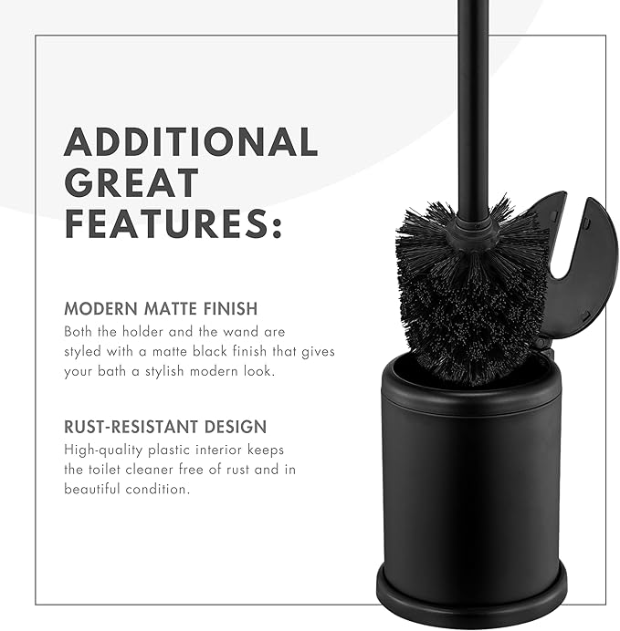 ToiletTree Products Deluxe Toilet Brush with Lid - Black