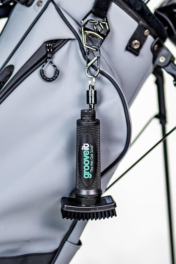 Grooveit The Wet Club Scrub Golf Water Brush - 3 Year Warranty - Anti-Leak Design - Magnetic Brush with Nylon-Bristle Head - Patented Pump for Easy Cleaning - Wide Cleaning Coverage - Long Lasting