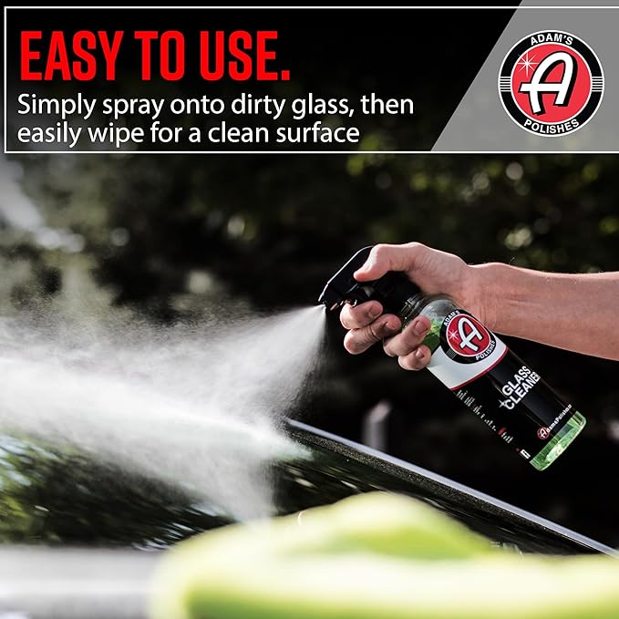 Adam's Polishes Glass Cleaner - Car Window Cleaner | Car Wash All-Natural Streak Free Formula For Car Cleaning | Safe On Tinted & Non-Tinted Glass | Won’t Strip Car Wax or Paint Protection