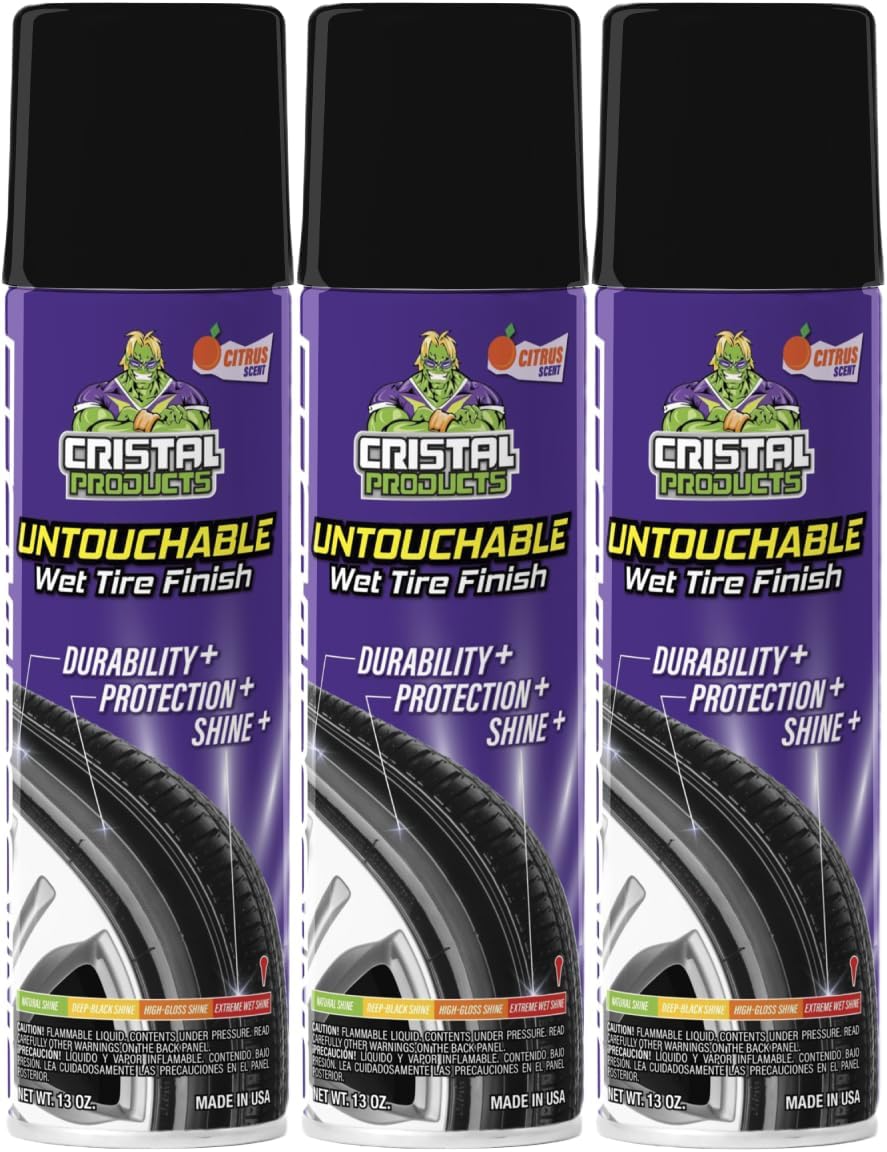 Untouchable Tire Shine Spray (3 Pack) – Citrus Scent, Wet Look Tire Shine, No Sling, Long Lasting Car Tire Shine, No Touch Application