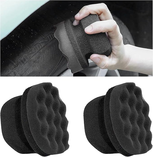 KVAEY 2 PCS Tire Dressing Applicator Pads, Reusable Hex Grip Tire Shine Applicator Polishing Sponge Pads, Wheel Tire Shine Detailing Foam for Most Vehicles, Car Accessories (Black, 4.33")