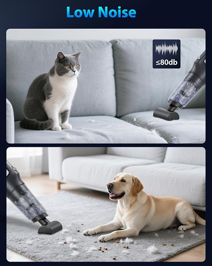 Handheld Vacuum Cordless 1.1 Pounds Car Vac 10000PA Hand Held Vacuums 4-in-1 Hand Vac Cordless Rechargeable HEPA Filter Large Capacity Dust Cup for Car Office Home Pets Hair (Gray)
