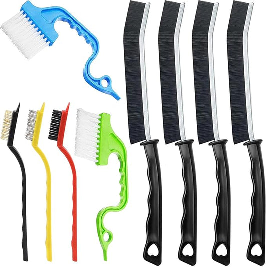 Cleaning Brush, 9 Pcs Hard Bristle Crevice Cleaning Brush Set for Kitchen Bathroom Toilet Grout Bottle Gap Window Tracks, Multifunctional Home Essentials Scrub Cleaning Tools