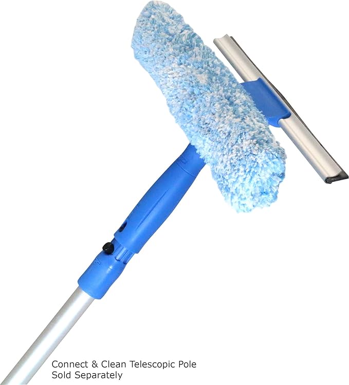 Unger Professional 2-in-1 Squeegee & Scrubber - 10” Window Cleaning Tool – Cleaning Supplies, Squeegee for Window Cleaning, Commercial & Residential Use, Microfiber Sleeve
