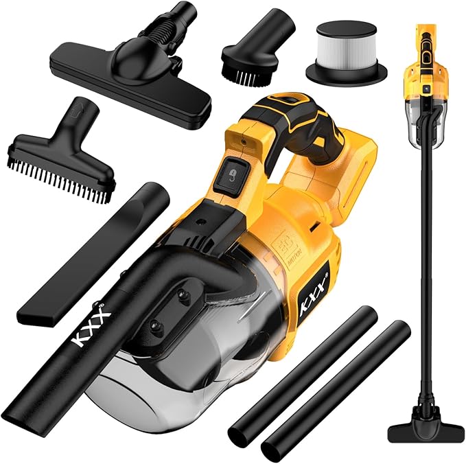 Cordless Vacuum for Dewalt Battery, 5 in 1 Handheld Electric Vacuum Cleaner with 500W Powerful Motor, 46 CFM Portable Hand Vacuum with Filtration HEPA for Floor, Carpet, Car (Battery Not Included)