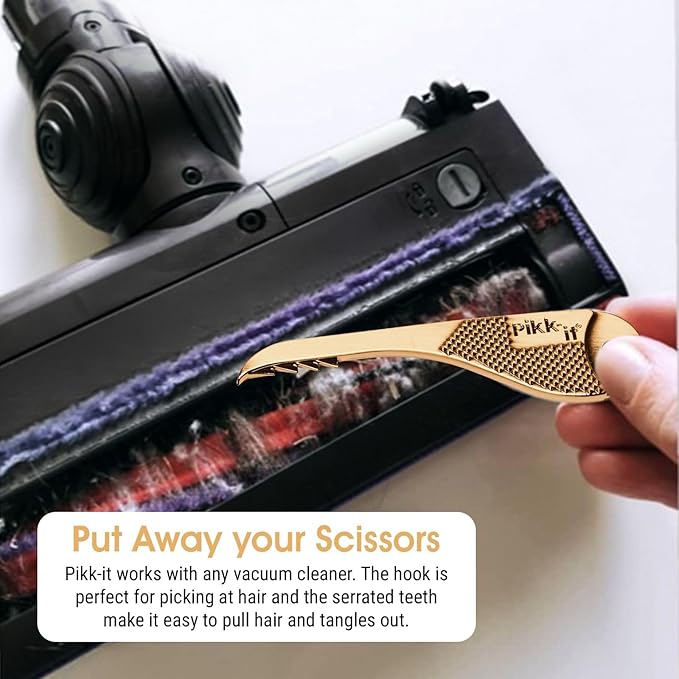Pikk-it Vacuum Hair Brush Cleaner Tool – Removes Tangled Hair from Vacuums & Hairbrushes | Pet & Human Hair Removal Comb Rake | Improves Vacuum Cleaning Power (Single/Twin Pack) (1)