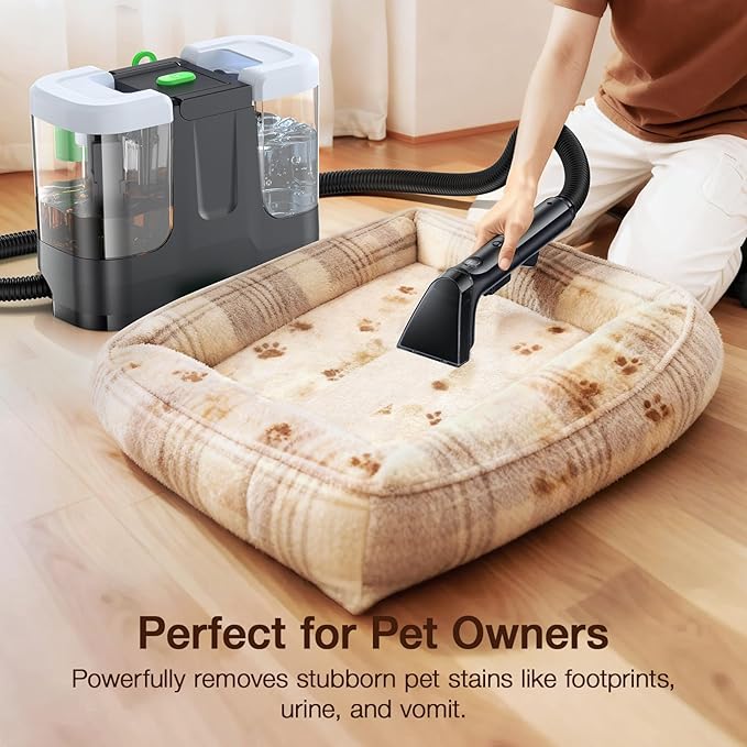 Portable Carpet & Upholstery Cleaner, 18Kpa Carpet Cleaner Machine for Deep Stain Removal, Spot Cleaner for Pet Accidents, Area Rugs, Stairs, Car Seats & Couches, Includes Tools & Self-Cleaning