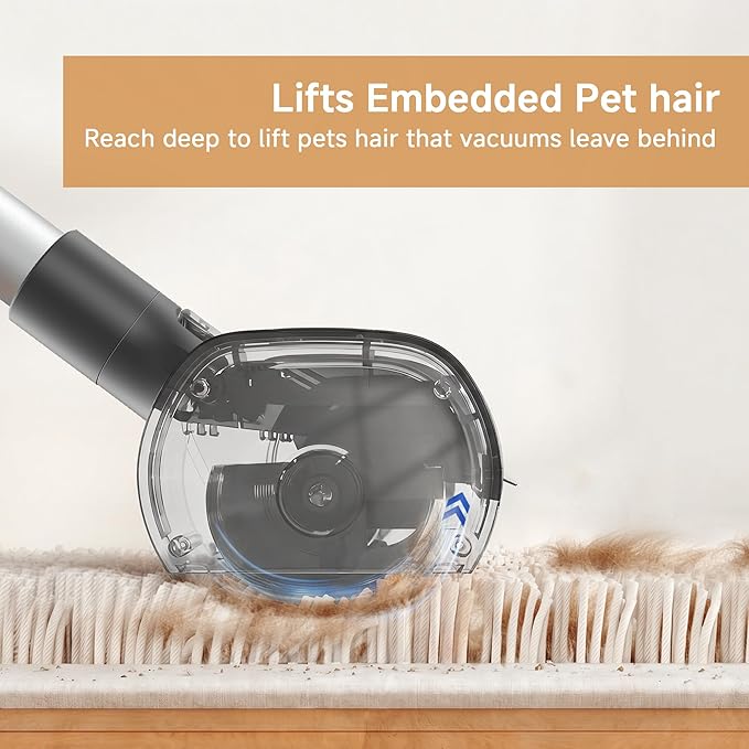 Carpet Hair Removal Tool, Long Handle Dog Hair Remover, Reusable Carpet Sweeper, Pet Fur Remover with Dust Container for Carpet, Rugs, Mats, Furniture, Upholstery