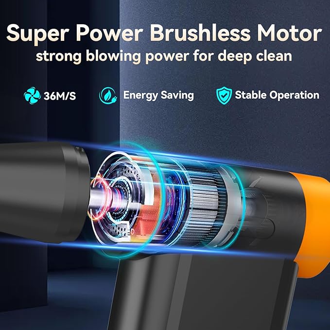 Compressed Air Duster 2000mAh*2 ，Addcolor AD51 with 8 Gear Adjustable，106770RPM Electric Air Duster with Display – Portable Handheld Blowers for Keyboard, Computer, Car, Outdoor, Air Bed