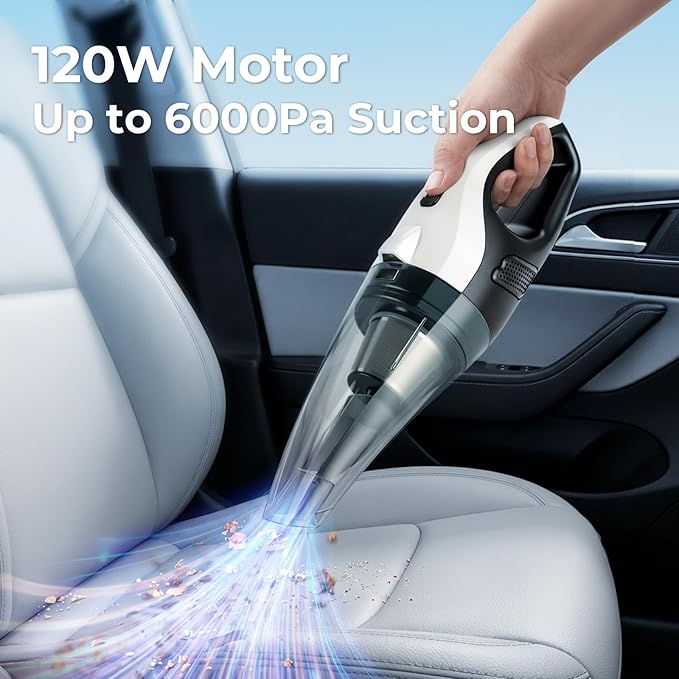 ezly Hand Held Car Vacuum Cleaner 6000PA Powerful Suction, Portable Mini Car Vacuum Cleaner, Handheld Vacuum with Washable Filter for Car/Office/Home, Pet Hair, Corded 13.12FT