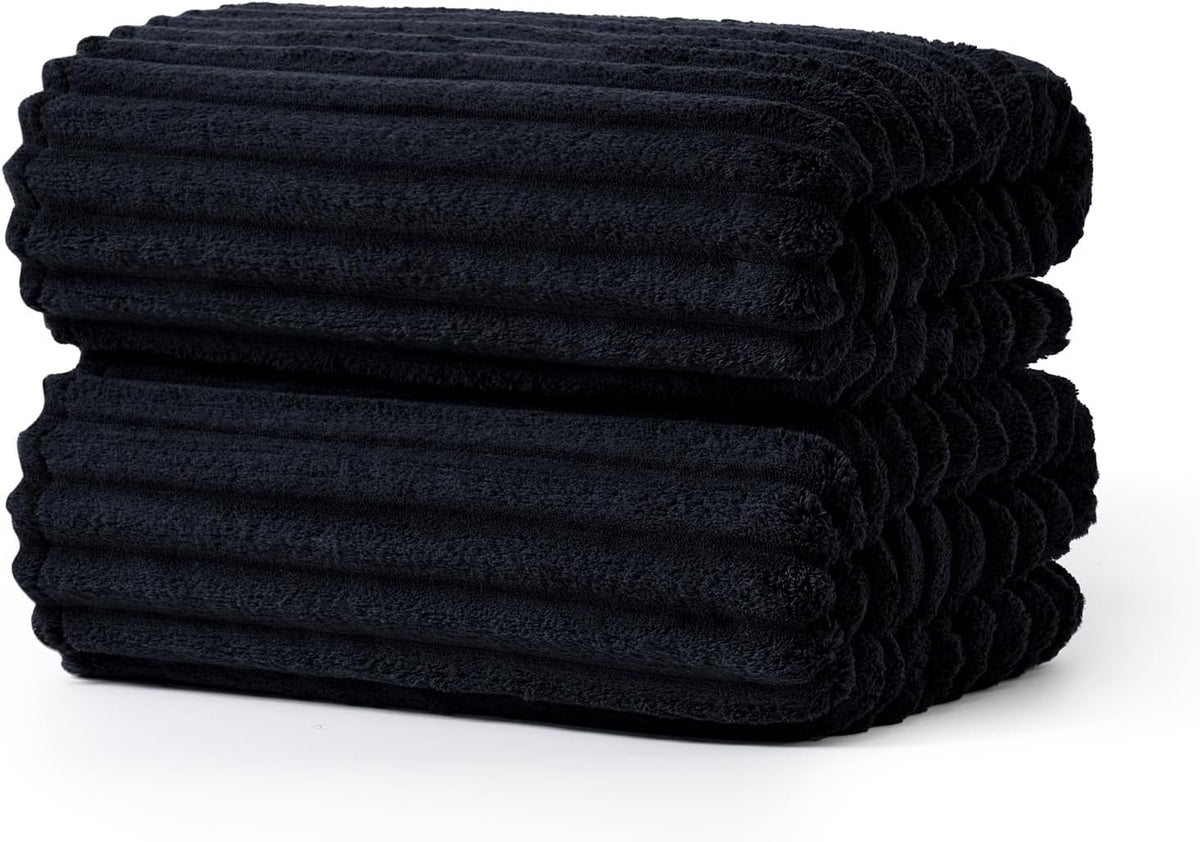 Black Bath Towel Set of 2, 31 x 63 in, Soft and Highly Absorbent, Lightweight Microfiber Towels for Bathroom, Gym, Hotel and Spa