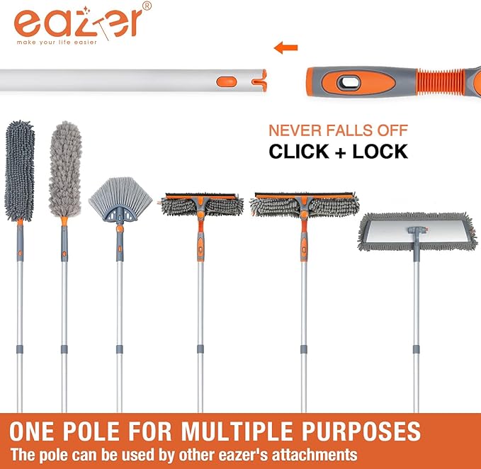 Eazer 2-in-1 Window Cleaner Tool, 64'' Window Squeegee for Home, Window Cleaning Squeegee Kit with Telescopic Pole, Window Washing Kit with Rotatable Bendable Head(Threaded + Telescopic) - EAW01