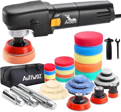 AUTIWOZ Mini Buffer Polisher, Car Polisher Waxer, 600W Rotary Polisher Machine with 33Pcs Polishing Kit, with 1" /2" /3"
