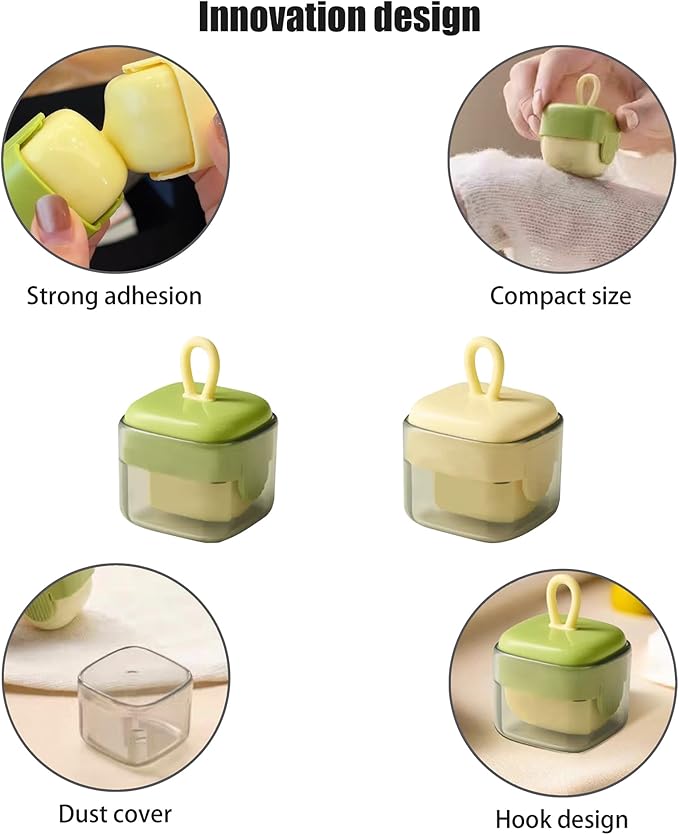 Mini Cube Washable Lint Remover,Portable Clothes Hair Ball Trimmer,Manual Sweater Cleaning Sticky Roller,Overcoat Pilling Shaver,Multipurpose Family Laundry Gadget,Household Debris Removal Tool(2pcs)