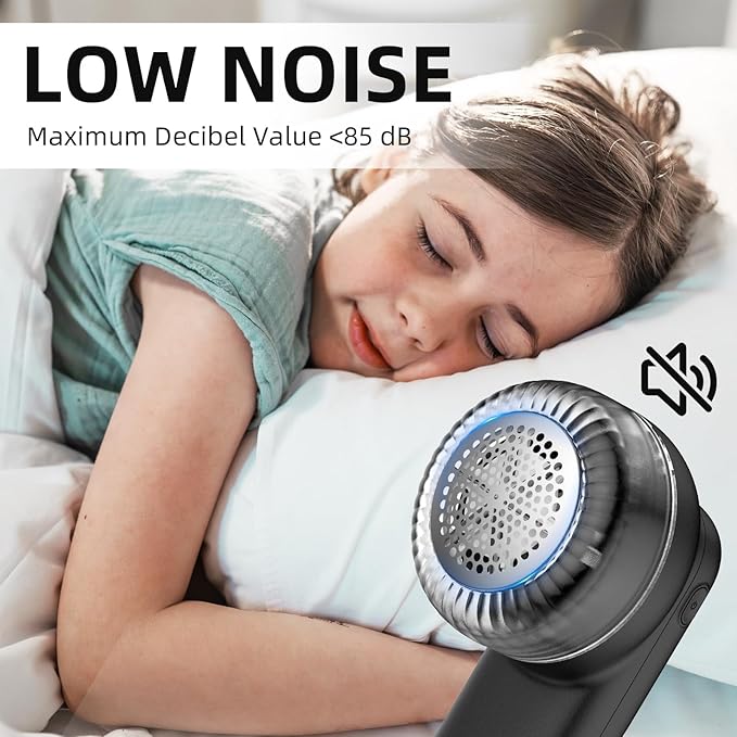 Fabric Shaver, Lint Remover Rechargeable with 3 Speeds, 6 Leaf Blades, Digital LED Display to Remove Fuzz Lint Balls for Clothes, Furniture, Sweater and Couch (Black)