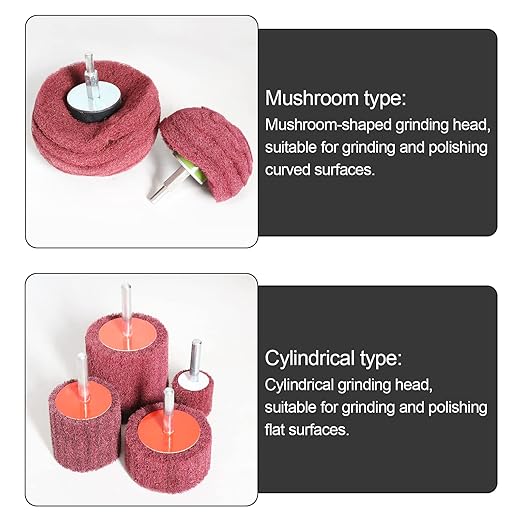 6PCS Non Woven Abrasive Buffing Polishing Wheel Drill Attachment Set,Scouring Pads Power Scrubber Cleaning Kit (red)