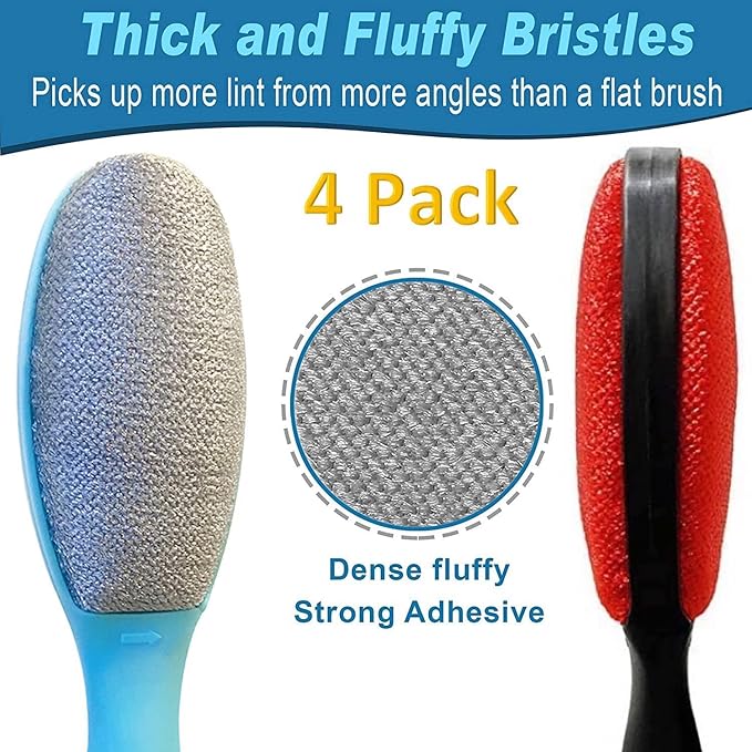ezclean 4Pack 2Colors Lint Brush for Clothes Furniture Couch, Lint Brush Pet Hair Remover for Clothes Brush, Reusable Lint Brushes for Pet Hair,Velvet Brush, Pet Brush, Fabric Brush