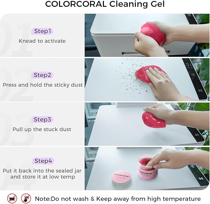 COLORCORAL Cleaning Gel for Car Universal Gel Cleaner Auto Detailing Car Vent Keyboard Cleaning Putty Car Interior Cleaner Dashboard Dust Remover Putty Auto Duster Cleaning Kit 160G - Rose Red