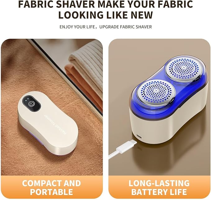 Fabric Shaver, Lint Remover for Clothes, Type-C Rechargeable Electric Lint Remover with 6-Blade, Sweater Shavers to Remove Pilling，Fabric Shaver for Clothing and Furniture