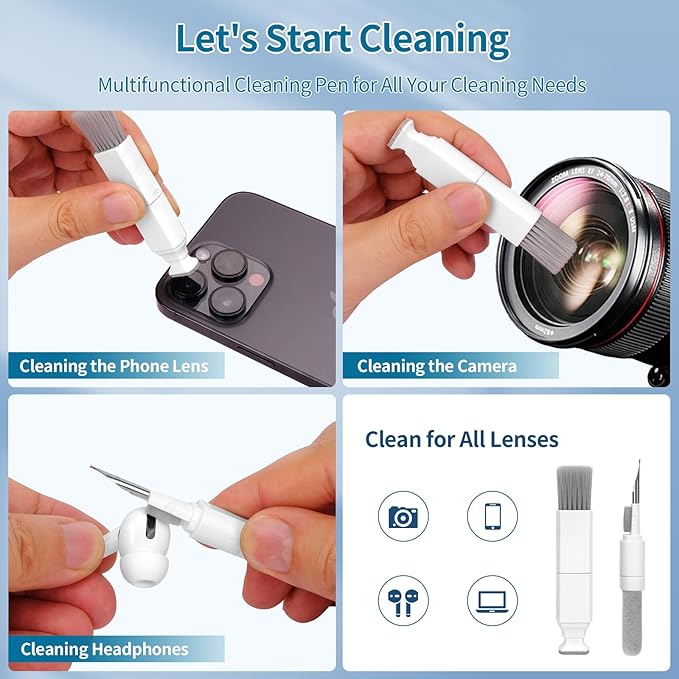 Keyboard Cleaner Laptop Cleaning Kit - All in One Computer Tech Cleaning Brush, Multi-Function Pc Accessories with Airpod Cleaning Kit, Electronic Laptop Screen Cleaner for MacBook, iPhone, Gaming