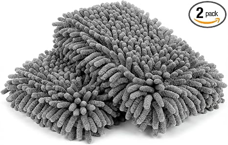 RAINFLOW Microfiber Car Wash Pads 2 Pack - Chenille Cleaning Cloths for Car