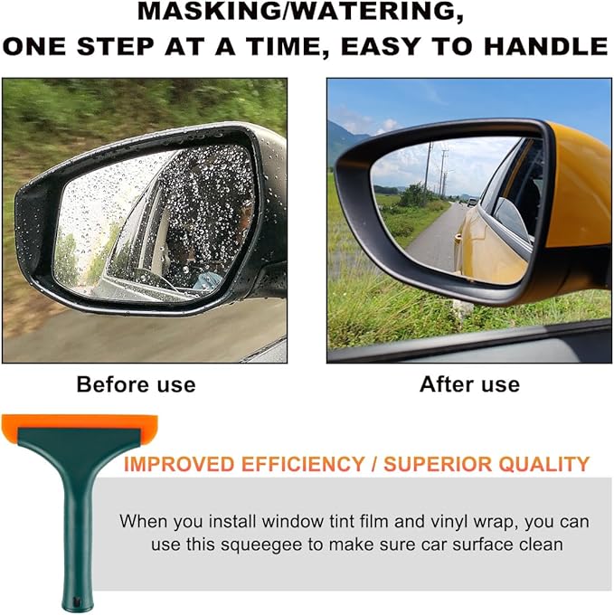 KVAEY Small Silicone Window Squeegee, 5.9 Inch Car Windshield Water Blade Squeegee with Non-Slip Handle, All-Purpose Cleaning Squeegee for Car Windshield, Window, Mirror (Black Green)