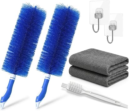 90 Flexible Ceiling & Fan Dust Magnet, 2 PCS Bendable Microfiber Duster Washable Reusable, for Ceiling Fans, AC Vents, C