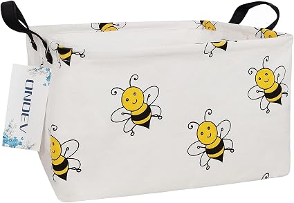 Rectangular Fabric Storage Bin, Foldable Bee print Basket