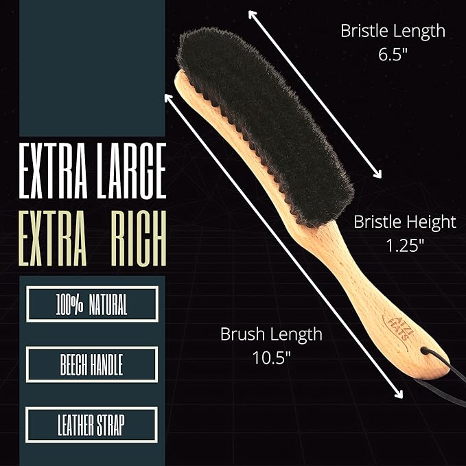Clothes Brush, Horse Hair Bristle, Cowboy Hat Brush, Suit Lint Brush, Wool, Cashmere, Velvet, Suede, Fabric Brush, Furniture Pet Hair Brush, Long Beech Wood Handle